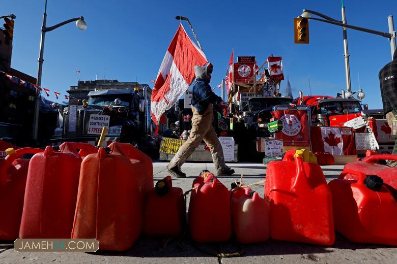استفاده از اختیارات اضطراری دولت کانادا برای توقف اعتراضات/ تصاویر