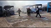 ۱۴ اتوبوس شهری در آتش سوخت