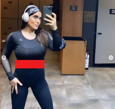 خانم بازیگر در باشگاه بدنسازی