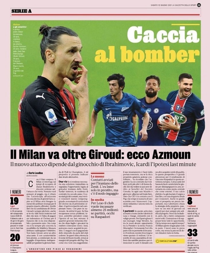 سردار آزمون در لیست خریدهای تابستانی میلان/عکس سردار آزمون در لیست خریدهای تابستانی میلان/عکس