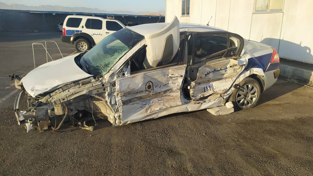 تصادف وحشتناک گشت پلیس راه/ خودرو مچاله شد تصادف وحشتناک گشت پلیس راه