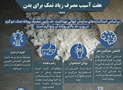 ۷ آسیب مصرف زیاد نمک برای بدن/ اینفوگرافی