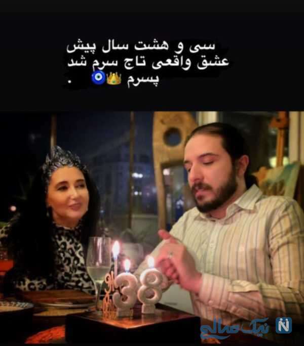 کتایون ریاحی با تاج در تولد پسرش