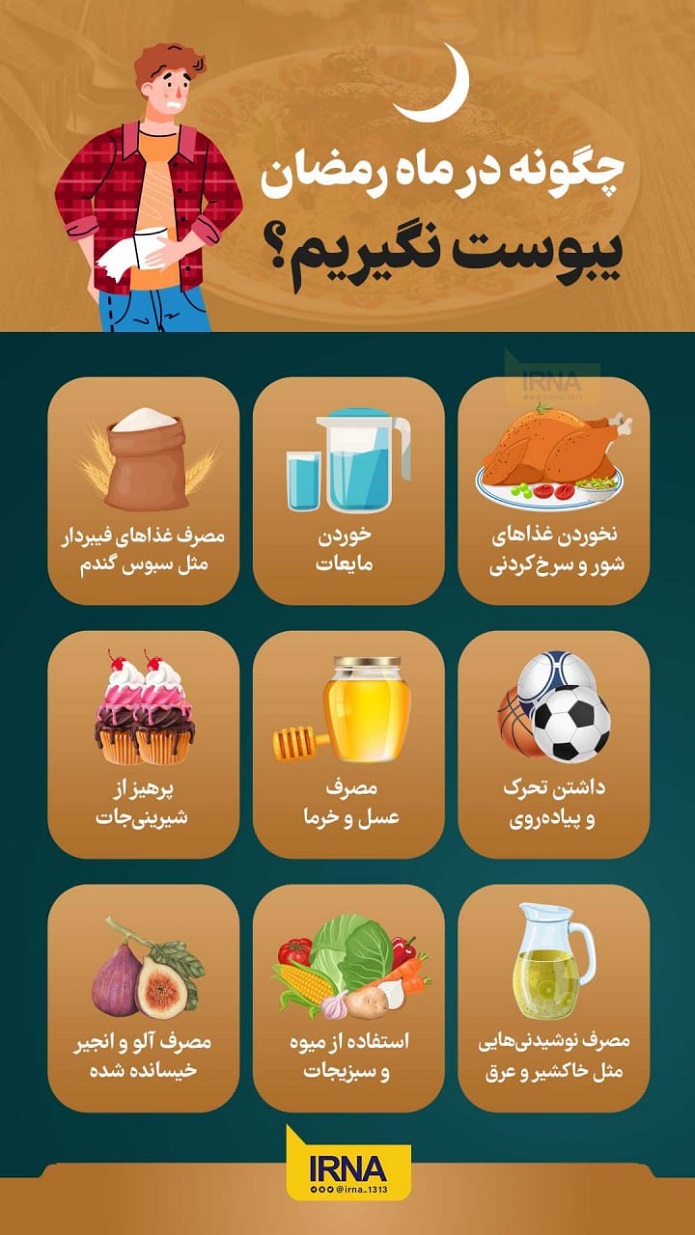 چگونه در ماه رمضان یبوست نگیریم/ اینفوگرافیک چگونه در ماه رمضان یبوست نگیریم/ اینفوگرافیک