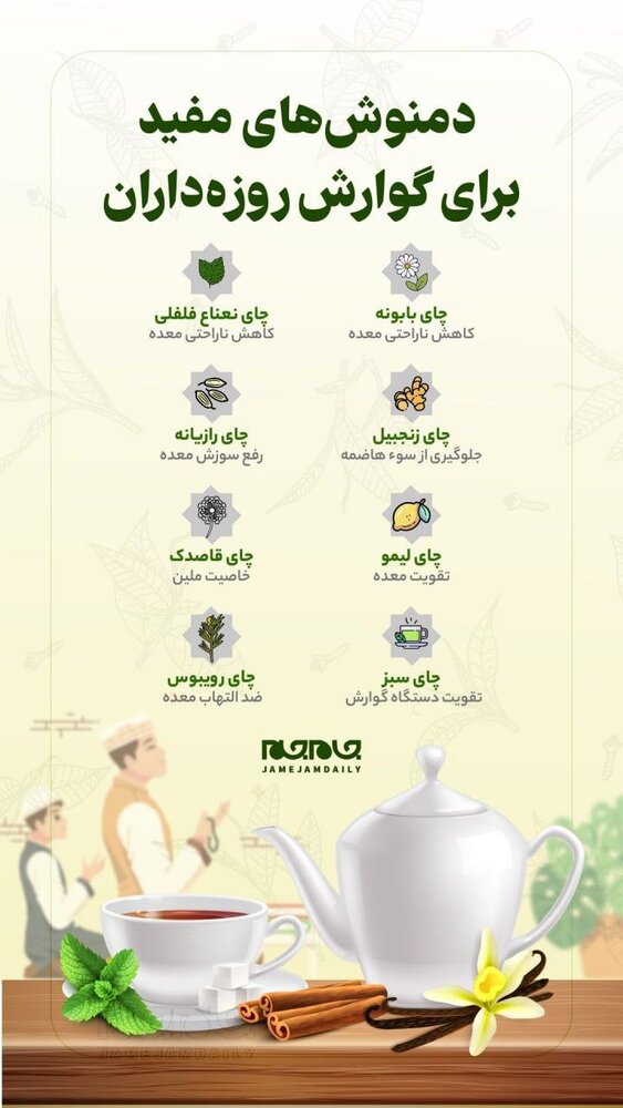 دمنوشهای مفید برای گوارش روزه داران دمنوشهای مفید برای گوارش روزه داران
