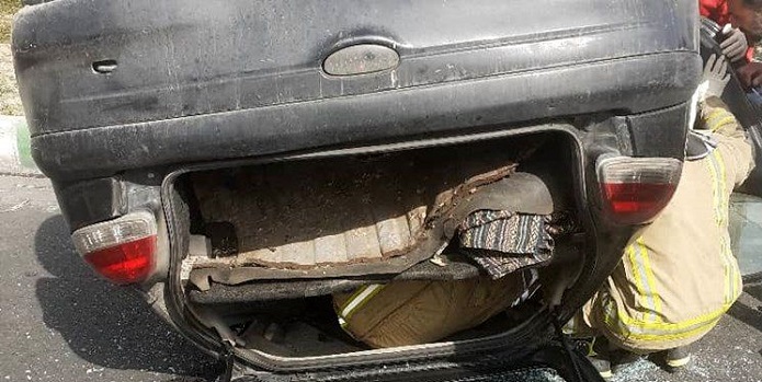 واژگونی مرگبار پژو ۲۰۶ در پایتخت