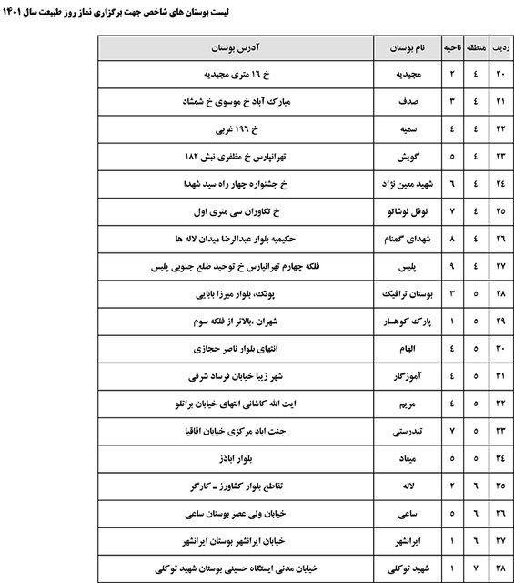 برگزاری نماز جماعت در بوستانهای پایتخت برگزاری نماز جماعت در بوستانهای پایتخت