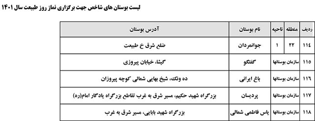 برگزاری نماز جماعت در بوستانهای پایتخت برگزاری نماز جماعت در بوستانهای پایتخت