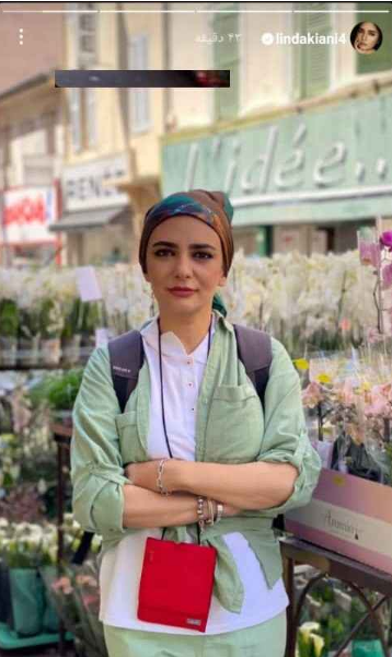 لیندا کیانی با تیپ بهاری در خارج از کشور + عکس