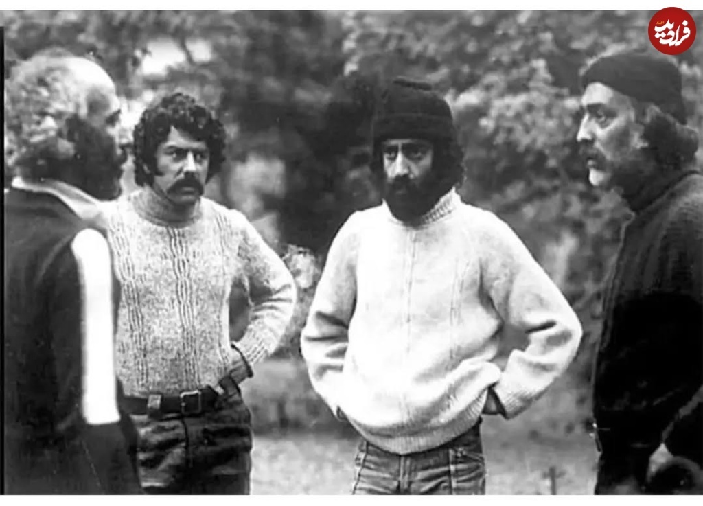 عکس زیرخاکی ازکیمیایی، فردین و قریبیان در پشت صحنه فیلم غزل؛ سال ۵۵