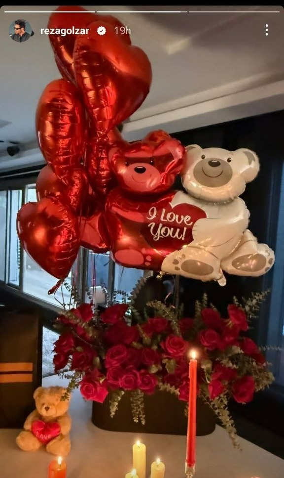 شب عاشقانه محمدرضا گلزار و همسرش