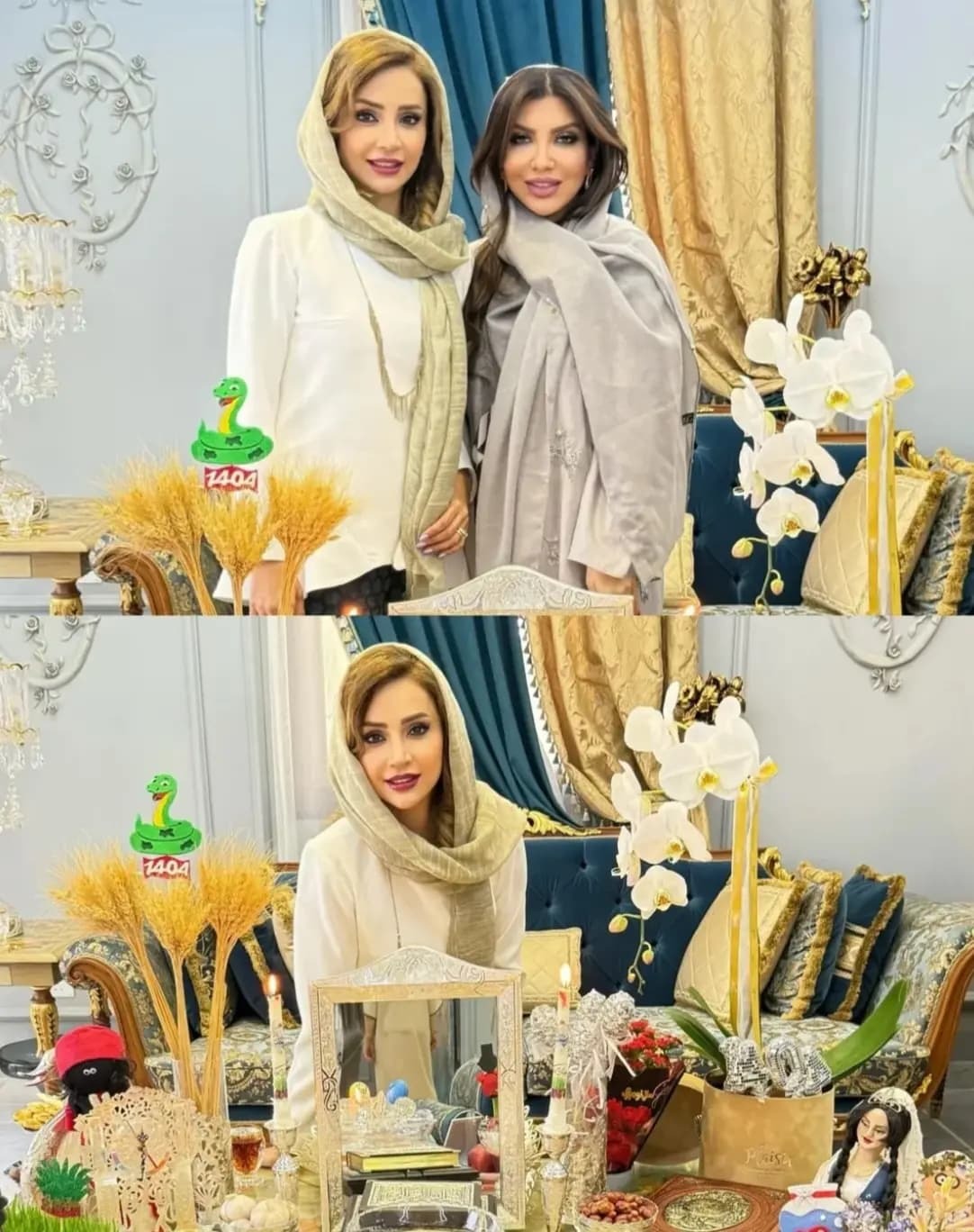 زیبایی شبنم قلی خانی کنار میز هفت سین زیبایی شبنم قلی خانی کنار میز هفت سین