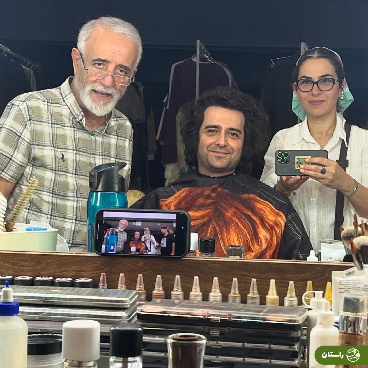 عکس/ امیرحسین آرمان و تینا پاکروان در اتاق گریم سریال تاسیان