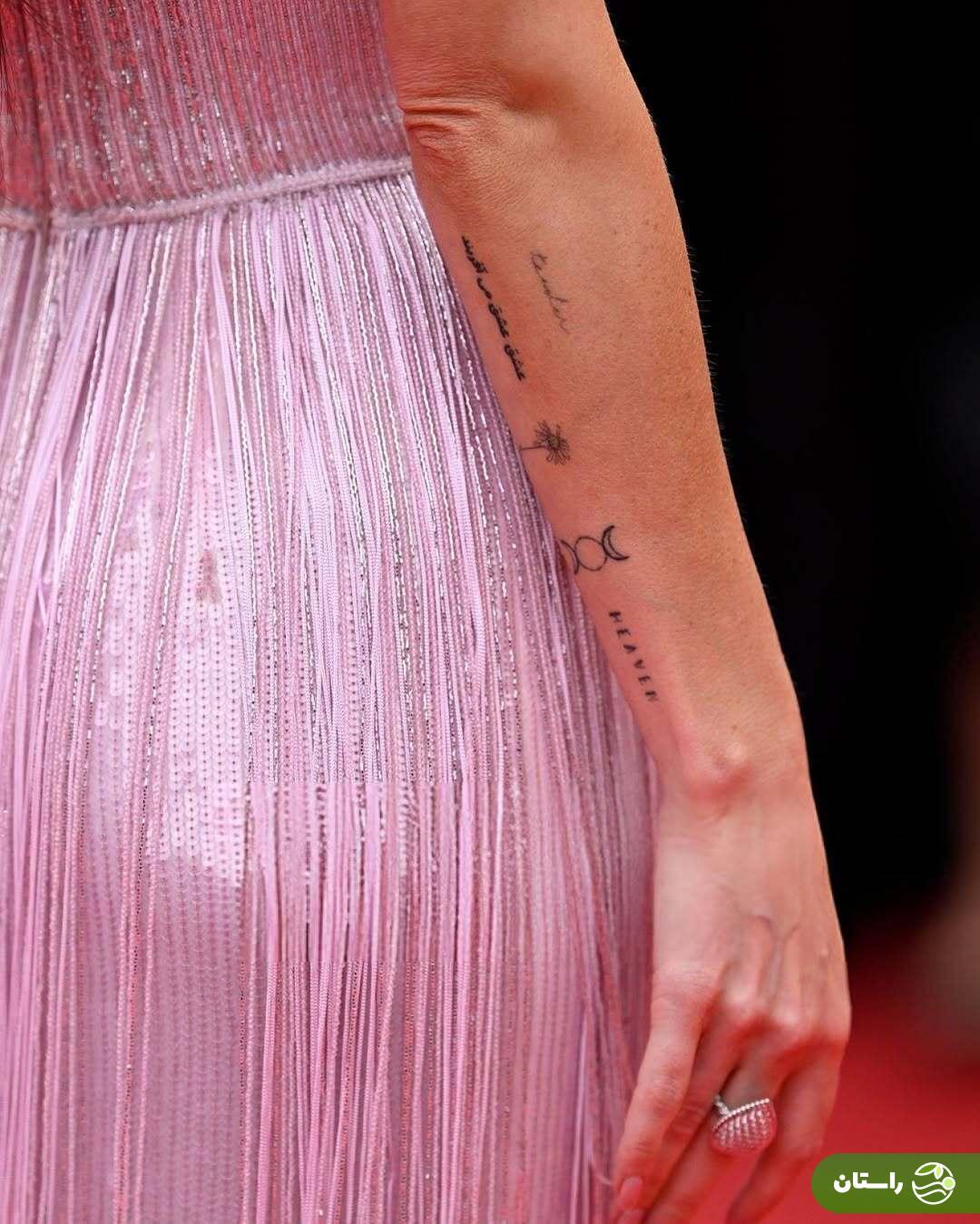 عکس/ تتوی فارسیِ داکوتا جانسون بازیگر سرشناس هالیوود در کن خبرساز شد