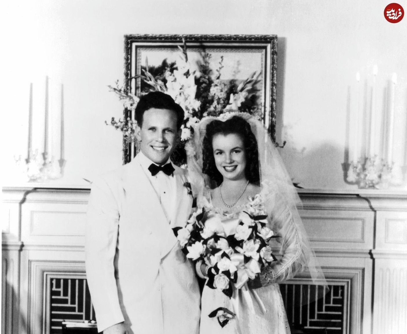 عکسی از مراسم ازدواج اول مرلین مونرو در ۱۶ سالگی